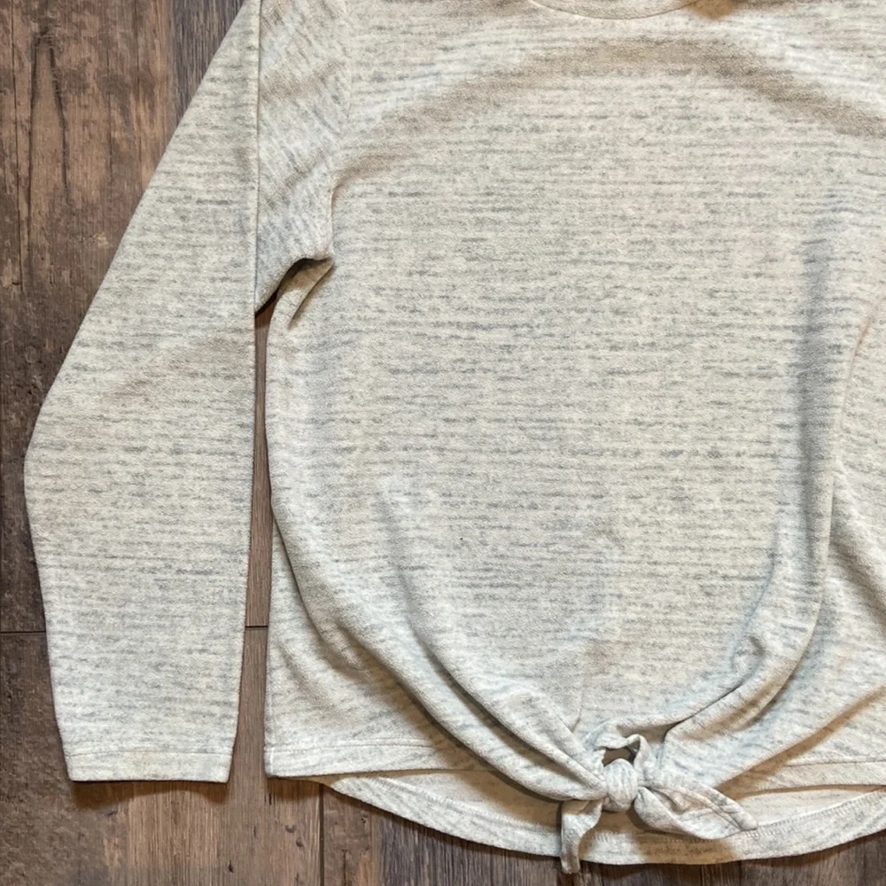 Old Navy Girls Mock Neck Tie Fleece Sweater Long-Sleeve Sweatshirt Sz 10/12 Grey